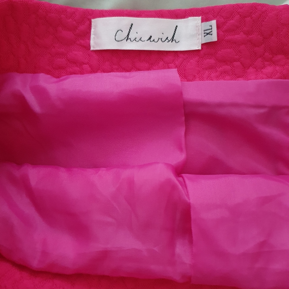 Chic Wish hot pink skirt with embossed rose pattern - size XL - Picture 4 of 5